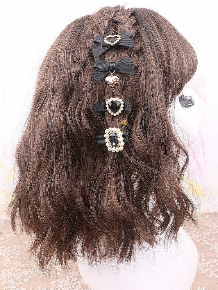 14 Color Rhinestone Pearl Hairclips Kei Heart Options Set Jirai