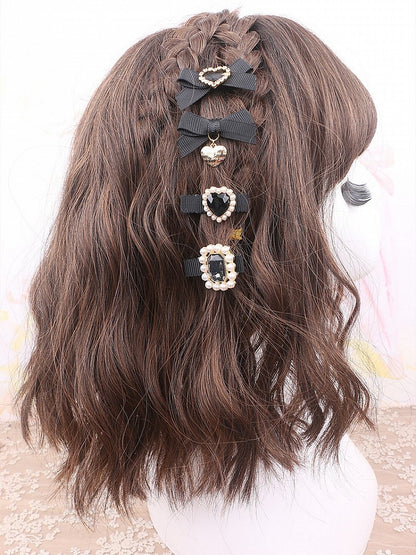 14 Color Rhinestone Pearl Hairclips Kei Heart Options Set Jirai