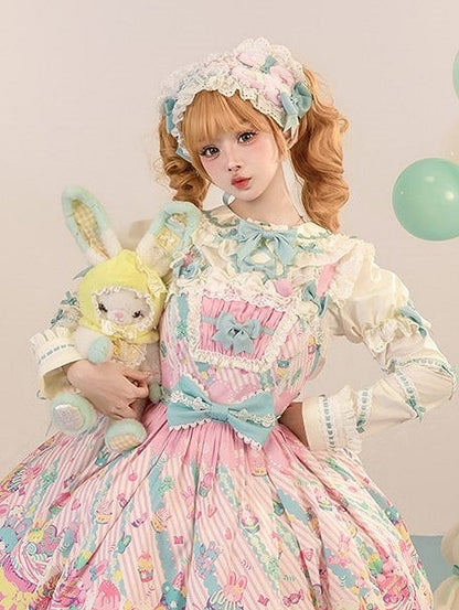 Pan Lolita Blue with White Bunny Accents Ears Collar Blouse Bow Peter and