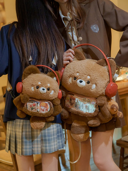Brauner süßer roter Panda-förmiger Plüschrucksack mittlere/große Größe