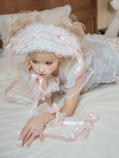 and Blue Pink Hairband Bowknot Details Lolita