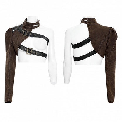Punk Handsome One-arm Jacket Brown Black