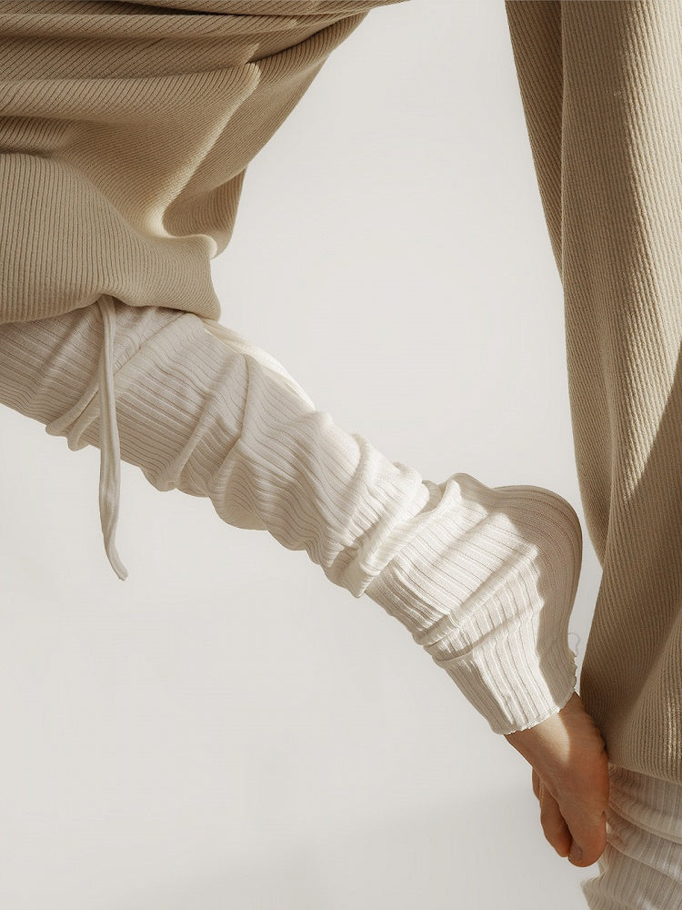 (3 Ribbed Knit Ruched Stirrup Leg Warmers Colors)