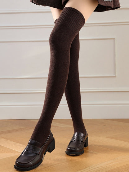 Soft Ribbed Thigh-High Stockings - Sweet Lolita & Pastel Goth Socks, 5 Colors