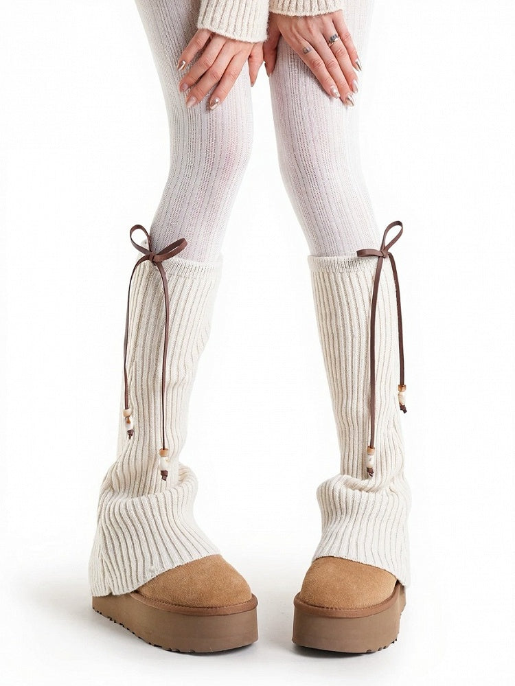 Knit Bow Bead Leg Warmers - ModaSwings