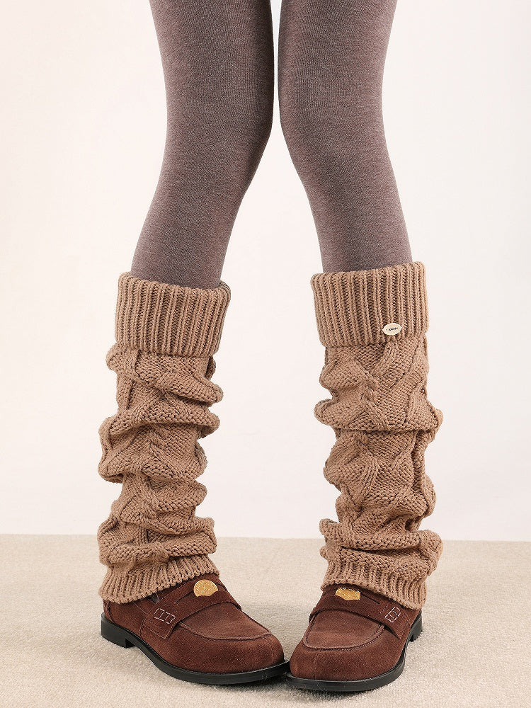 Knit 5 One-Side Cable Warmers Leg Accent Button Colors