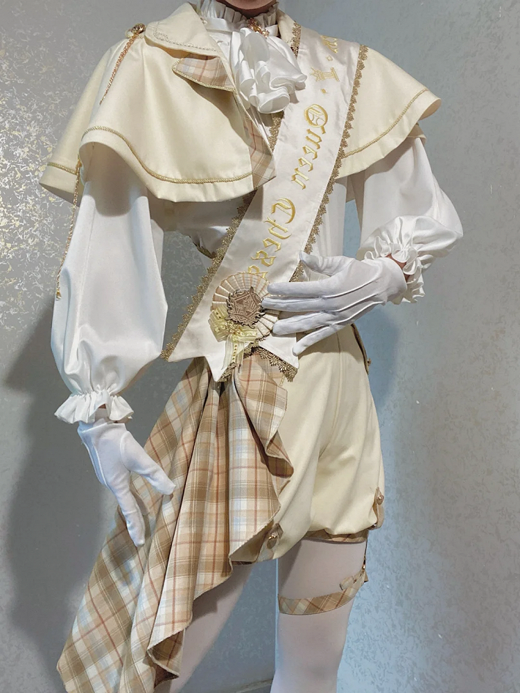 Lolita Shorts Waist - and Shirt Outfit + High Cape Prince Ouji Gold White