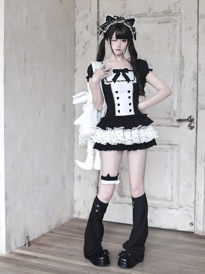 Black and White Lace Trimmed Leg Garter - Ekomi