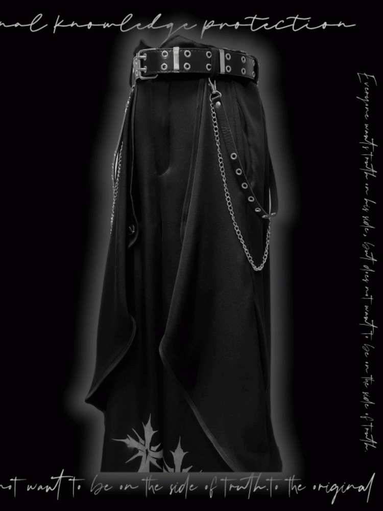 Saum Schwarze Hose mit weitem Bein und Kreuzdruck