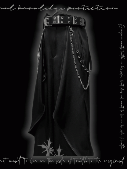 Saum Schwarze Hose mit weitem Bein und Kreuzdruck