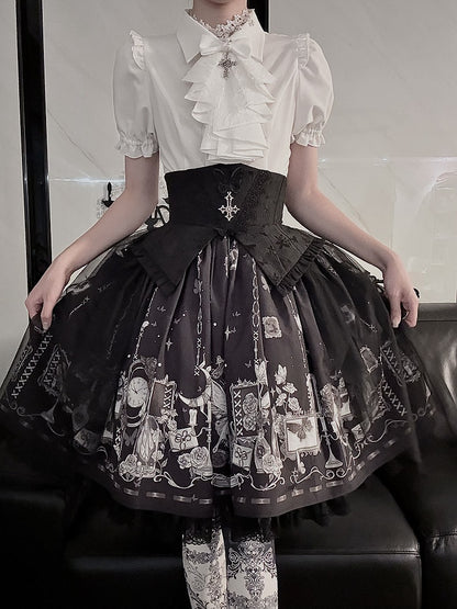 Short Gothic Jabot Sleeves with Detachable White Lolita Shirt