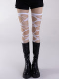 Punk Cut-out Asymmetrical Stockings Black/White
