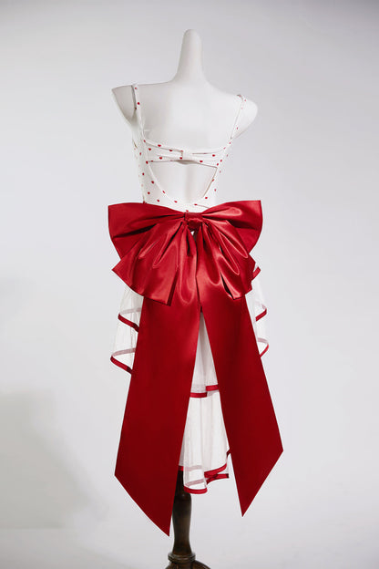 Ribbon Setup Trailing Swimsuit Heart Cute Red