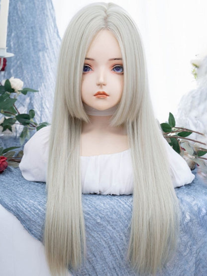 ブロンド姫カットロングストレート合成ウィッグ