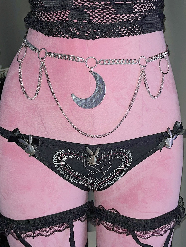 Chain Moon Waist Silver Y2K Charm