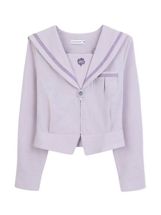 Preppy Style Uniform Lila Version JK Top Ärmel Kragen Sailor Lange