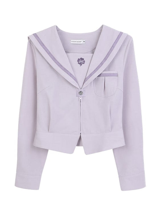 Preppy Style Uniform Purple Version JK Top Sleeves Collar Sailor Long