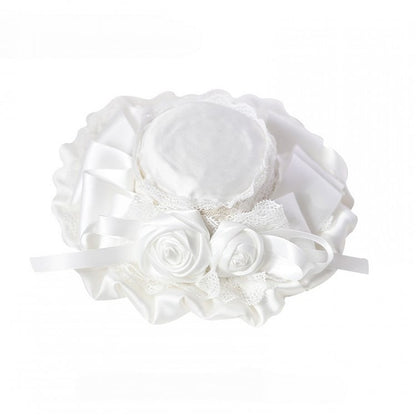 with and Mini Lace Details Satin Gothic Roses Black/White/Champagne Hat