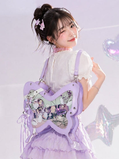 Sac Ita Papillon Violet Transparent - thejunco