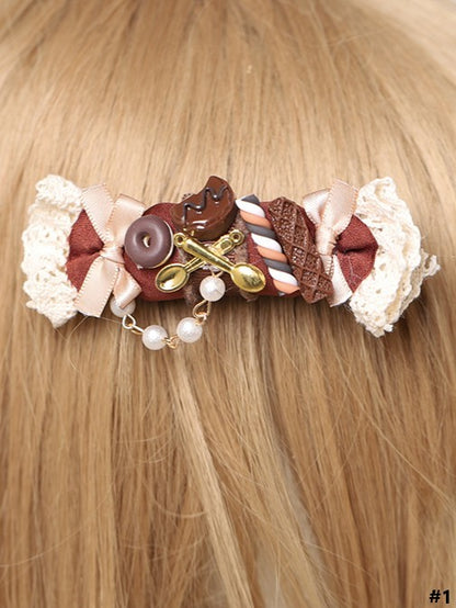 Candy Hairclip Brown White 2 Options Lolita Sweet