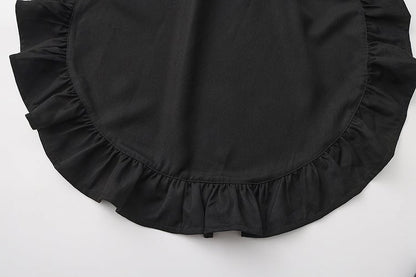 Collar Lapel Ouji Detail Waistcoat Ruffle Train Lolita Detachable Black with