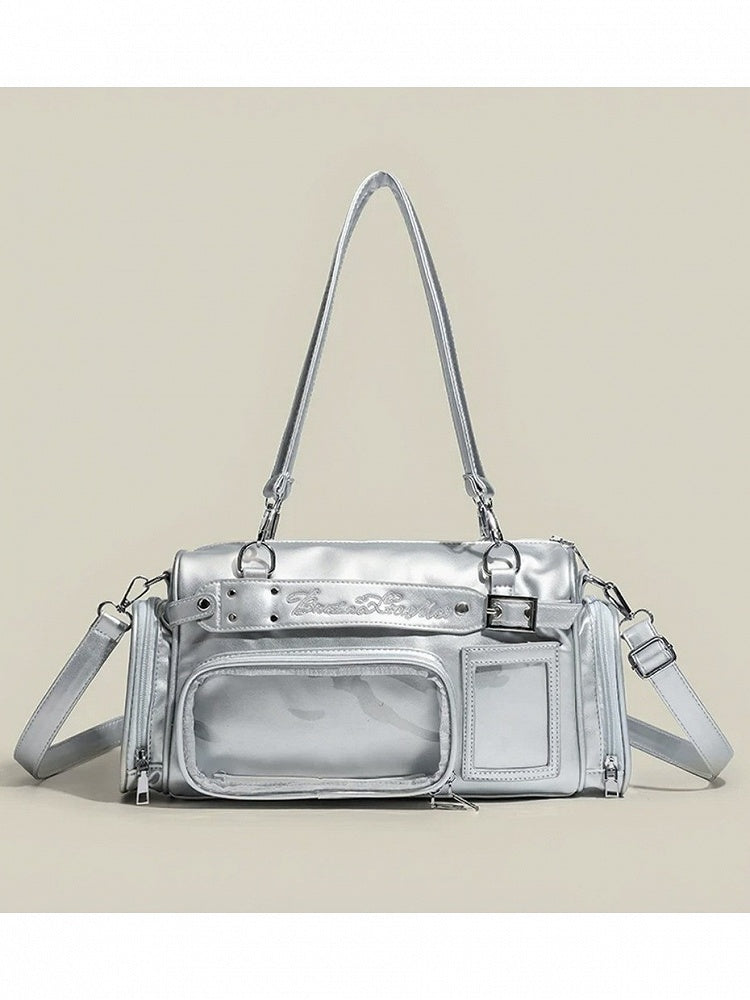 4-Color Transparent Window Ita Crossbody Bag Buckle Side Pockets