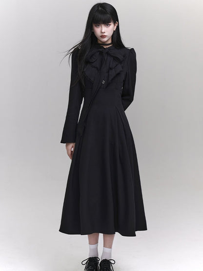 Gothic Black Jablt Collar High Waist Dress