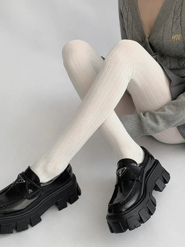 (5 Fine Knit Colors) Tights Ribbed