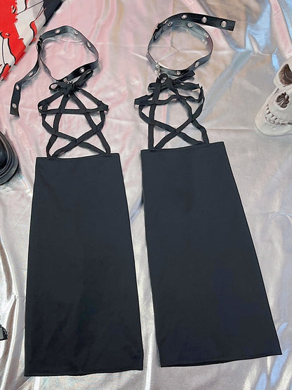 Star Black Design Glamourös mit Y2K-Wärmern Loop Leg