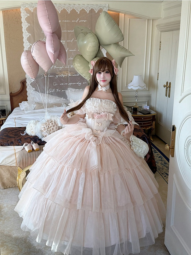 Sweet Pink Multi-Layered Tulle Hime Dress Prom Gown, Waist 68-76cm - Diamond Honey