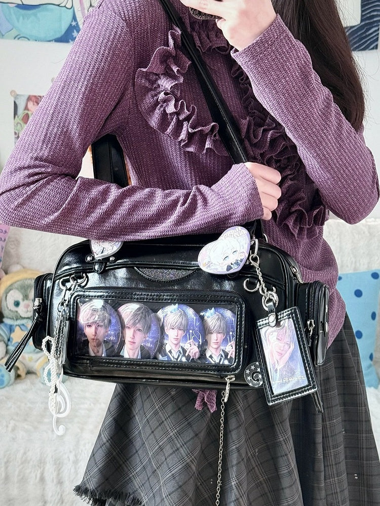 Sparkle Black Shoulder Bag with Transparent Window - DRDR
