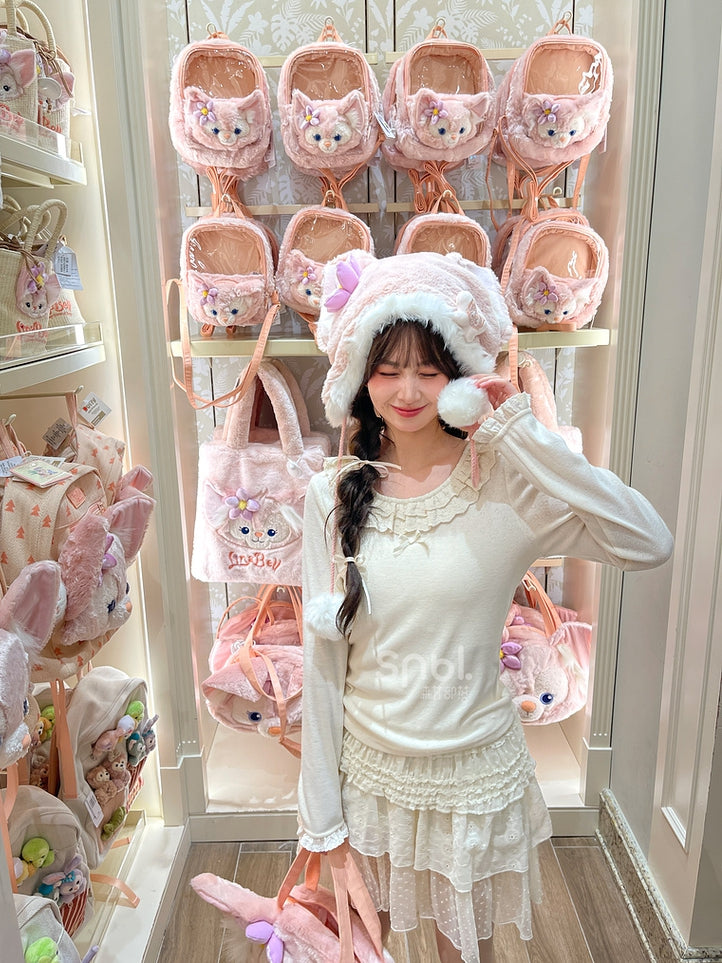 Weißes Slim-Fit-Top mit Rundhalsausschnitt und Spitzenbesatz