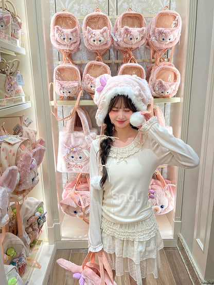 Weißes Slim-Fit-Top mit Rundhalsausschnitt und Spitzenbesatz