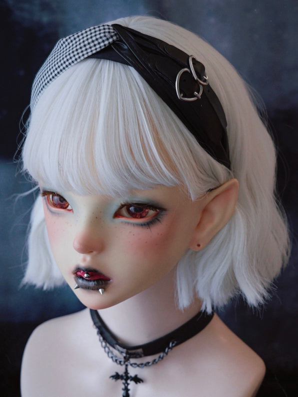 Pattern Heart Plaid Gothic With KC Double Decorated Buckles Black