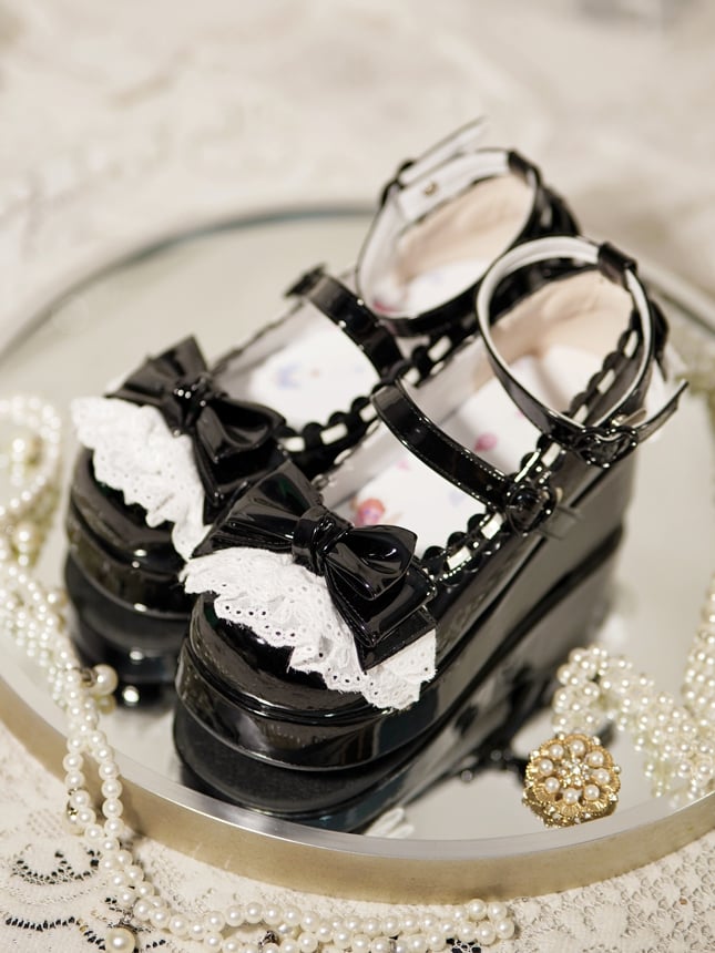 プラットフォームボウ、ブラックトップレース、トリムバックル、ハート