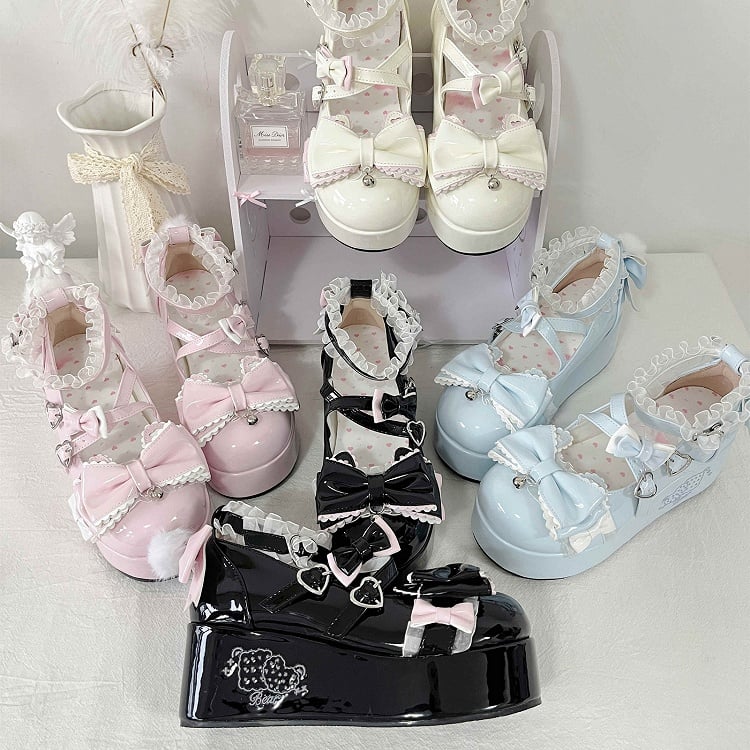 with Sweet Cat Toe Ears Round Platforms 7cm Pink