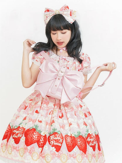 Bowknot Pink Large Backpack PU