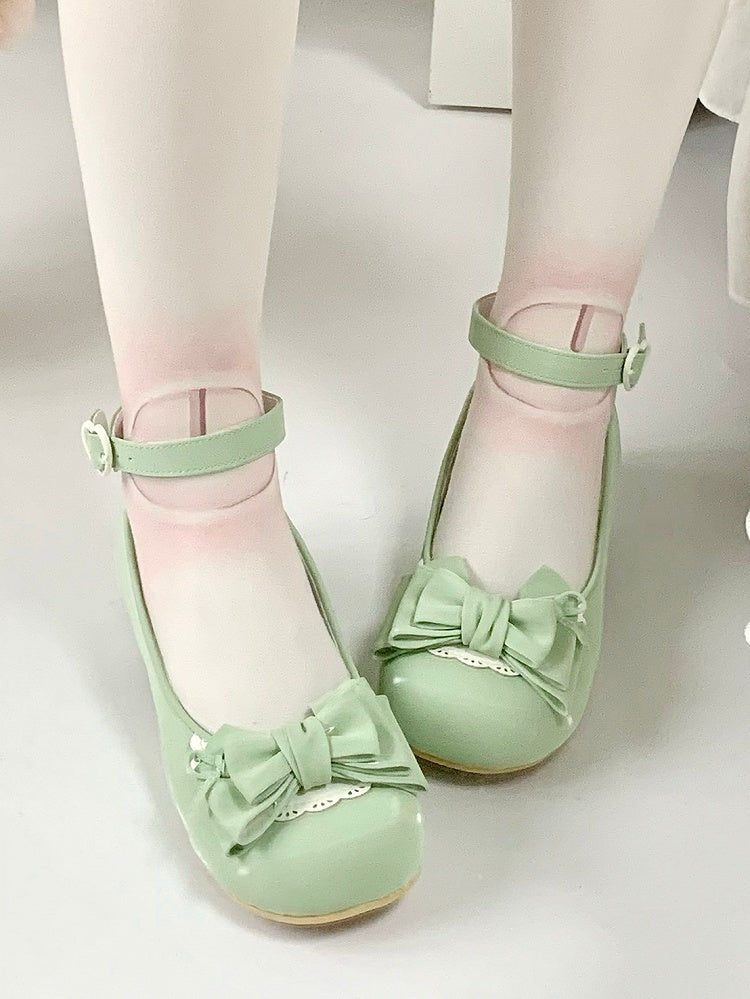 cm Tie Shoes Lolita - Bow Sweet at Heeled for Ankle Top Green Wrap-Around 3.5 Ballet