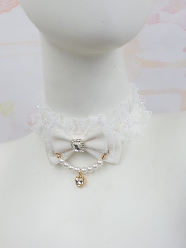 Pearl Color Options Jirai Lace Chain Kei Choker 4 Bowknot