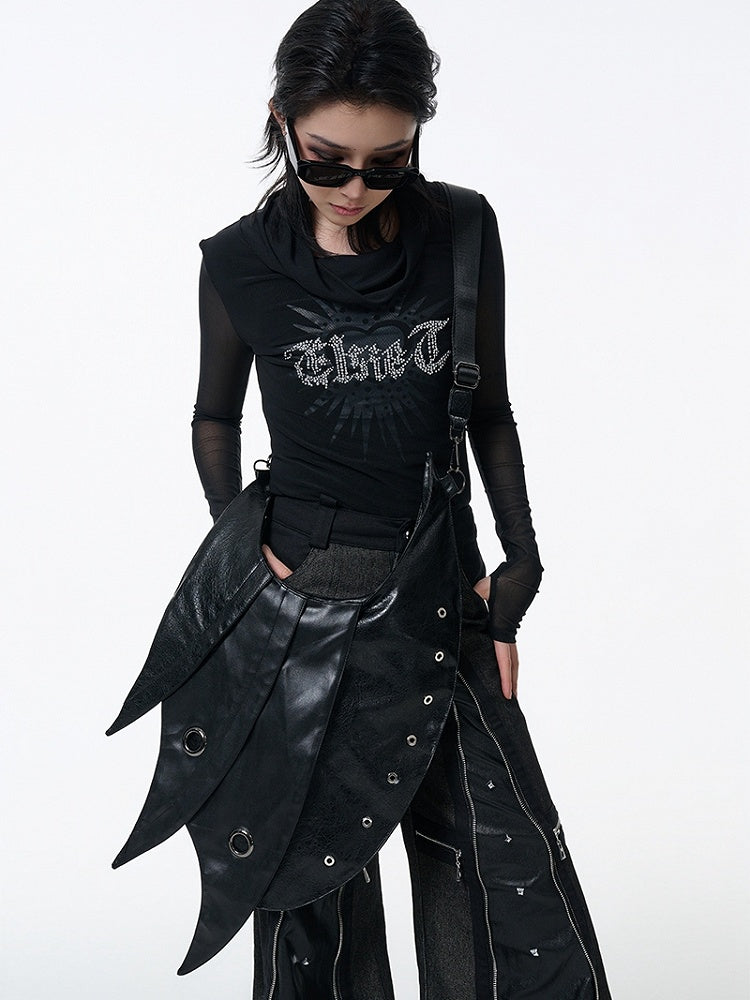 Black Punk Armor Large PU Crossbody Bag - Antiphase