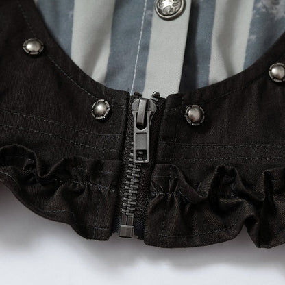 Gray Shirt: Length Underbust Vintage with Cropped Punk Black