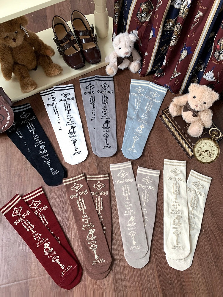 8 Lolita Calf Pattern Candle Colors Bunny and Socks