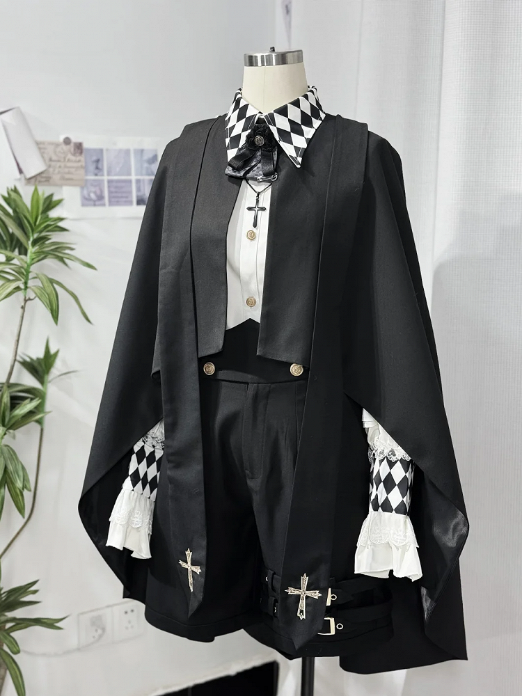 Cape High-Low Lolita Saum Schwarz Ouji Prince