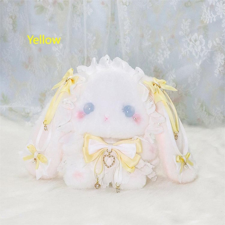 Bunny Bag 6 Heart Colors Decorated Plush Tassel Strap White Macaron with Convertible