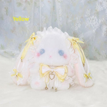 Bunny Bag 6 Heart Colors Decorated Plush Tassel Strap White Macaron with Convertible
