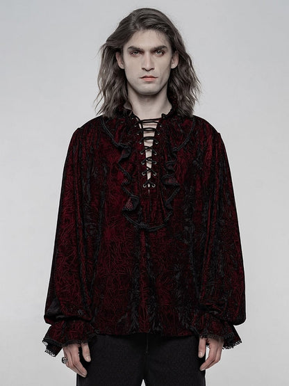 Men's Gothic Velvet Shirt Red