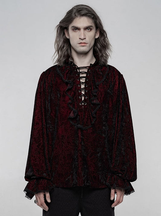 Men's Gothic Velvet Shirt Red