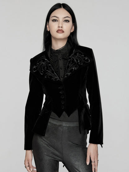 Black Coat Embroidered Goth Exquisite