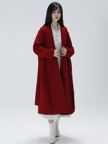 Lolita Ouji Belt Red Coat Placket Year Design Unisex Open Vent Side New Waist with in