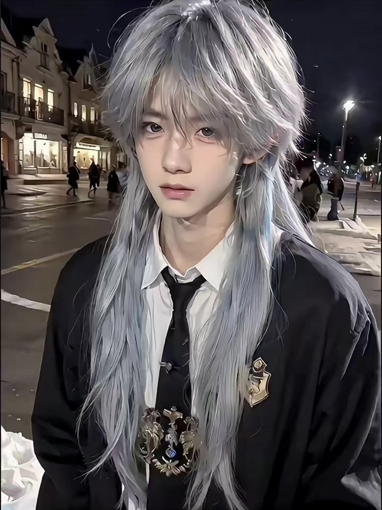 with Bangs Straight Blue Ombre Ouji Dusty 50CM Wig Style